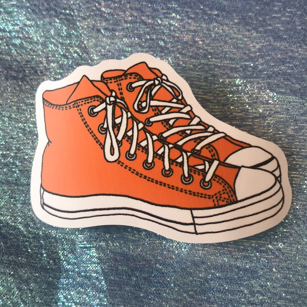 10/$10 Orange High-Top Converse Chuck Taylor Sneakers Sticker